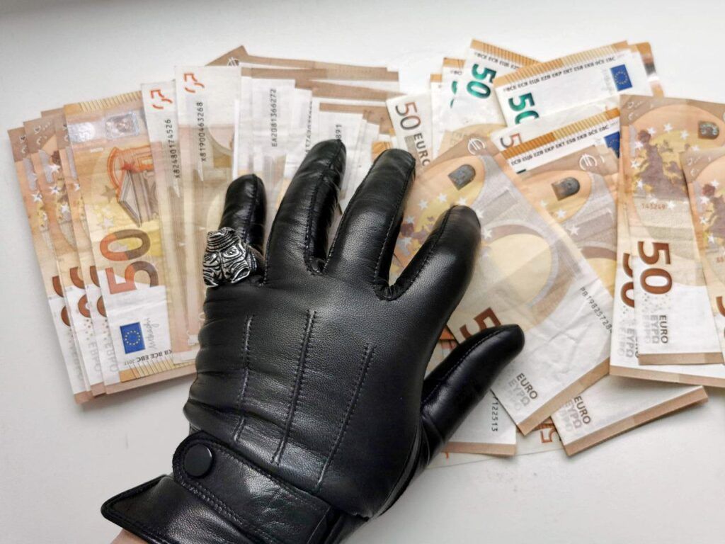 gloves, leather gloves, money